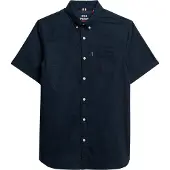 Superdry für Herren. M4010944A Navy Oxford-Hemd (S), Lässig, Baumwolle, Kurzarm, Marine