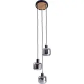Näve Pendelleuchten - 3er Deckenleuchte "FUMOSO" Ø: 20cm, Hängelampe im Retro Style, aus Metall und Glas in schwarz, 120 cm hoch, Ø 20 cm, E14-Fassung