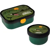 Mepal Lunchbox "Obst- und Bentobox Dino Campus 300 & 750 ml dunkelgrün", grün (dunkelgrün), B:2cm H:2cm L:2cm, Kunststoff, Lebensmittelaufbewahrungsbehälter, Lunchbox
