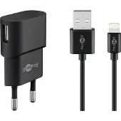 Goobay Apple Lightning Ladeset (5 W) - Netzteil mit Apple Lightning Kabel 1m (schwarz)