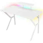 Genesis Holm 320 RGB, Gerade, Rechteckige Form, MDF-Platten, Metall, Gaming, Weiß