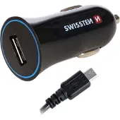 Swissten micro USB auto nabíječka 12V 5V 1000mA nabíjení mobilních telefonů a GPS černá, odpojitelný kab