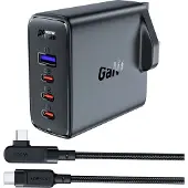 Acefast UK-GaN-Schnellladegerät 100 W Power Delivery 3 x USB-C 1 x USB - Schwarz
