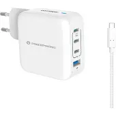 Conceptronic 4-Port 100W GaN USB-PD-Ladegerät mit USB-C-Ladekabel, USB-C x 3, USB-A x 1, QC 3.0, PPS, Drinnen, AC, 20 V, 1,5 m, Weiß