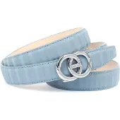 Anthoni Crown Ledergürtel , Damen, Gr. 90, blau (hellblau), Leder, Gürtel Ledergürtel, Stufenloser samtig fühlender Ledergürtel