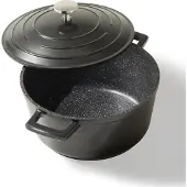 Stoneline Cooking POT Black Kochtopf inkl. Deckel, Gusseisen/Gussaluminium, 20 cm Durchmesser, Induktionsherd-geeignet, Antihaftbeschichtung