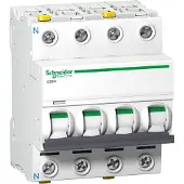 Schneider Electric A9F04704 Leitungsschutzschalter iC60N, 3P+N, 4A, C Charakteristik - 3 Stück