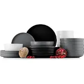 Konsimo Kombiservice VICTO Schale Dessertteller Speiseteller Suppenteller 6 Personen (24 El.), Bunt, Keramik, Loft, 20 cm | 27 cm | 18,5 cm | 14,5 cm