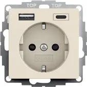 Gira Steckdose USB 16A 250V Cremeweiß 2fach Typ A/C