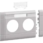 Hager GB10021K7035 Blende 2-fach Steckdose zu BR 100mm beschriftbar anreihbar halogenfrei lichtgrau