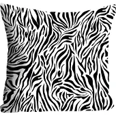Queence Dekokissen "Finn", schwarz (schwarz, bedruckt), B:40cm L:40cm, Polyester, Dekokissen_Sitzkissen_Kissenhüllen, Dekokissen, Kissenhülle,Zebra-Fell,Tiermuster,Geometrisch,Schwarz-Weiß,Naturmotiv