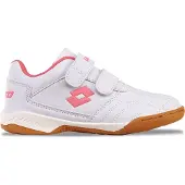 Lotto Hallenschuh , Jungen, Gr. 35, weiß (weiß, fr.pink), Synthetik, mehrfarbig, Schuhe Hallenschuh, - mit nicht-färbender Sohle