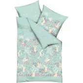 Kaeppel Kinderbettwäsche "Bunnys", grün (jade), B/L: 140cm x 200cm, 1 Stk., 1 Stk., Renforcé, B/L: 70cm x 90cm, 2 Stk., Renforcé, Obermaterial: 100% Baumwolle, Bettwäsche, Kinderbettwäsche, Mit Hasen