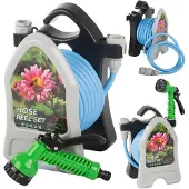 VERK 24554 Gartenschlauch mit Aufrollvorrichtung, 10 m, blau