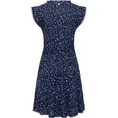 Ragwear Volantkleid "Sommerkleid Chantalia Print", Damen, Gr. L, N-Gr, blau (midnight), Obermaterial: 100% Viskose CV., Kleider Volantkleid