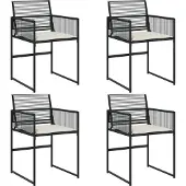 The Living Store Gartenstühle mit Kissen 4 Stk. Schwarz Poly Rattan