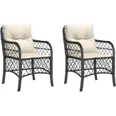 The Living Store Gartenstühle mit Kissen 2 Stk. Schwarz Poly Rattan
