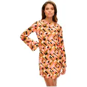 Superdry für Damen. W8011578A Mehrfarbig bedrucktes Minikleid (XS), Lässig, Viskose, Langarm