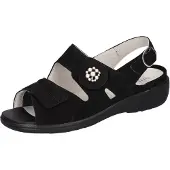 Waldlaufer Riemchensandale "Kara-Soft", Damen, Gr. 5,5 (38,5), schwarz, Nubukleder, Textil, unifarben, Schuhe Riemchensandale, Sommerschuh, Sandalette, Keilabsatz, mit Klettverschlüsse, K-Weite