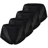 Sloggi Taillenslip , Damen, Gr. 50, 4 Stk., schwarz, 95% Baumwolle, 5% Elasthan, Spitze:9% Elasthan, 20% Baumwolle, 71% Polyamid, Unterhosen Taillenslip
