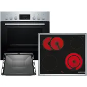Bosch HND211FH61 (HEF113BS1+NKN645GA2E+HEZ431002 Backblech), Zonen-Induktionskochfeld, 4 Zone(n), Glaskeramik, Schwarz, Berührung, 58,3 cm
