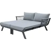 Garden Pleasure Doppelliege "DELIA", grau (dunkelgrau), Gartenliegen, Doppelliege, mit extragroßer Liegefläche, inklusive Auflagen und Kissen