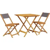 The Living Store 3-tlg. Bistro-Set Anthrazit Stoff und Massivholz