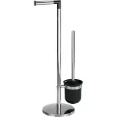 Wenko WC-Garnitur "Parus", silber (silberfarben), B:16,5cm H:57cm L:25,5cm, Edelstahl, Kunststoff, Reinigungsbürsten, WC-Garnitur, Stand WC-Garnitur