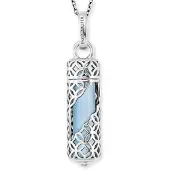 Engelsrufer Kette mit Anhänger "POWERFUL STONE BLAUER ACHAT" Gr. M, bunt (silberfarben, blau), Halsketten, Damen, M, Silber 925 (Sterlingsilber), L: 60, Kette mit Anhänger, mit Achat