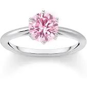 Thomas Sabo Fingerring "Schmuck Silber 925 Ring Solitär" Gr. 54, bunt (silberfarben, pink), Fingerringe, Damen, 54, Silber 925 (recycelt), 2mm, Fingerring, mit Zirkonia (synth.)