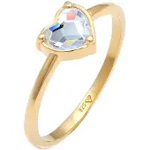 Elli Silberring "Ring Herz Love Kristalle 925 Silber" Gr. 52, gold, Fingerringe, Damen, 52, Silber 925 (Sterlingsilber), Silberring