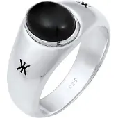 KUZZOI Siegelring "Ring Herren Siegelring Onyx Klassik Logo 925 Silber" Gr. 62, silber, Fingerringe, Herren, 62, ohne Stein, Silber 925 (Sterlingsilber), 9mm, Siegelring