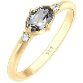 Elli Verlobungsring "Ring Bandring 925 Silber, mit Kristallen von Swarovski" Gr. 54, gold, Fingerringe, Damen, 54, Silber 925 (Sterlingsilber), Verlobungsring