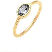 Elli Verlobungsring "Ring Oval Glas Kristalle Grau 925 Sterling Silber" Gr. 54, gold, Fingerringe, Damen, 54, Silber 925 (Sterlingsilber), Verlobungsring