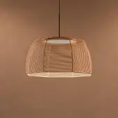 Bover LED-Hängelampe Tanit, Ø 61 cm, schwarz/beige, Stoff
