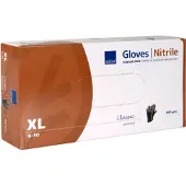 Abena Classic Nitril Einweghandschuhe, schwarz 290485 , 1 Karton = 10 Packungen = 1000 Stück, Größe XL