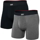 Saxx Vibe Xtra Soft Comfort Boxer Brief FLY 2PK black/dark grey heather (BLG) S