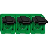 Merten 229377 Aufputz Steckdose mit Klappdeckel 3-fach IP55 grün Agrar