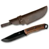 BeaverCraft BSH4 Carbon Steel Bushcraft Knife, Walnut Handle with Leather Sheath, Bushcraft Messer