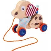 Eichhorn Nachziehtier "Hund", bunt, Nachziehspielzeug, KinderL:17,5cm, Holz, Nachziehtier, L:17,5cm