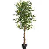 vidaXL Zitronenbaum Künstlich mit 3 Stämmen Grün 180 cm PP