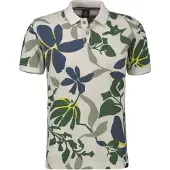 Lerros Poloshirt "Poloshirt, sommerlich-floral gemustert", Herren, Gr. S, weiß (broken weiß), 100% Baumwolle, ohne Ausschnitt, Shirts Poloshirt