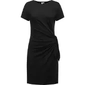 Ragwear Shirtkleid "Shirtkleid Knotta", Damen, Gr. XS, N-Gr, schwarz, Obermaterial: 95% Viskose CV. 5% Elasthan EL., Kleider Shirtkleid