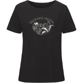 Vivance T-Shirt "mit schimmerndem Frontprint", Damen, Gr. 40/42, schwarz, Jersey, Obermaterial: 100% Baumwolle, bedruckt, bequem normal, Rundhals, Shirts T-Shirt, aus Baumwoll-Qualität