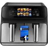 ProfiCook Heißluftfritteuse 2 Kammern | 8 L Heißluft Fritteuse Doppelkammer | kein Öl oder Fett | Air Fryer m. Color-Display | Doppel Heißluft-Fritteuse 2200 Watt | Airfryer XXL | PC-FR 1287 H