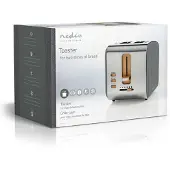Nedis KABT510EGY Toaster 2 Steckplätze Bräunungsstufen 6 Auftaufunktion Grau
