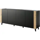 Cama FARO Kommode 200x42x82 mattschwarz + Eiche craft, Schwarz, Partikelbord, Einfarbig, Modern, Rechteckig, Partikelbord
