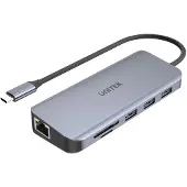 UNITEK D1026B, USB 3.2 Gen 1 (3.1 Gen 1) Type-C, Grau, MicroSD (TransFlash), SD, HDMI, RJ-45, USB 3.2 Gen 1 (3.1 Gen 1) Type-A, USB 3.2 Gen 1 (3.1 Gen 1) Type-C, Aluminium, 120 mm