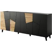 Cama ETNA Kommode 200x42x82 schwarz matt + Eiche craft, Schwarz, Eiche, Partikelbord, Modern, Rechteckig, Partikelbord, Laminat