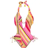 Bruno Banani Monokini , Damen, Gr. 36, Cup C/D, orange (orange bedruckt), Obermaterial: 80% Polyester, 20% Elasthan. Futter: 100% Polyamid, bedruckt, Badeanzüge Monokini, mit edlem Zierring